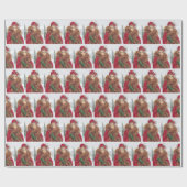 Deko Retro Weihnachtsfrau Geschenkpapier (Flach)