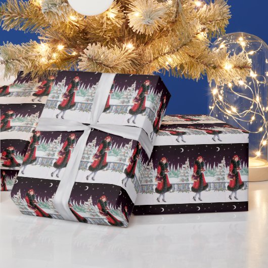 Deko Retro Weihnachtsfrau Geschenkpapier (Feiertage)