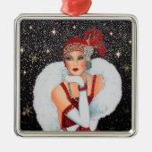 Deko Retro Weihnachtsfrau Ornament Aus Metall (Vorne)