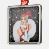 Deko Retro Weihnachtsfrau Ornament Aus Metall (Links)