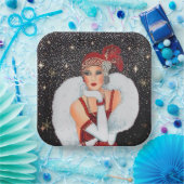 Deko Retro Weihnachtsfrau Pappteller (Party)