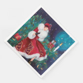 Deko Retro Weihnachtsfrau Serviette (Ecke)