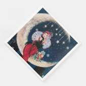 Deko Retro Weihnachtsfrau Serviette (Ecke)