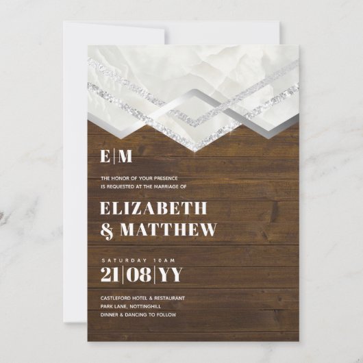 Deko Rustic Silver Minimalistisch Typografy Weddin (Vorderseite)