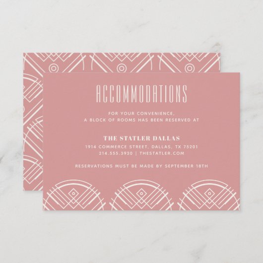 Deko Scallops Hochzeitsunterkunft Card - Rose Begleitkarte (Vorne/Hinten)