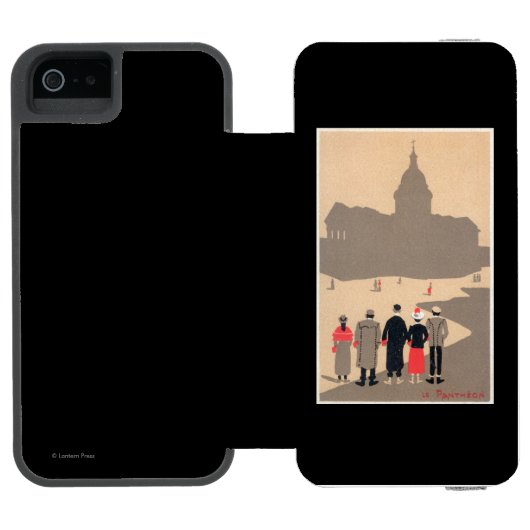 Deko SceneParis, Frankreich Le Pantheon Art Incipio iPhone Geldbeutel-Hülle (Folio Geöffnet)