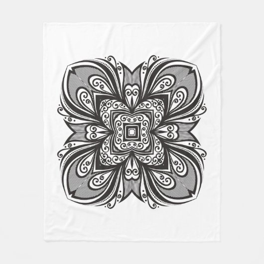 Deko-schwarzes Quadrat inspiriert Fleecedecke (Vorderseite)