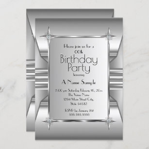 Deko Silver Chrome Metal Image Birthday Party Einladung