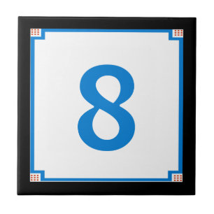 Deko Square Border, Blue Letter House Number Tiles Fliese