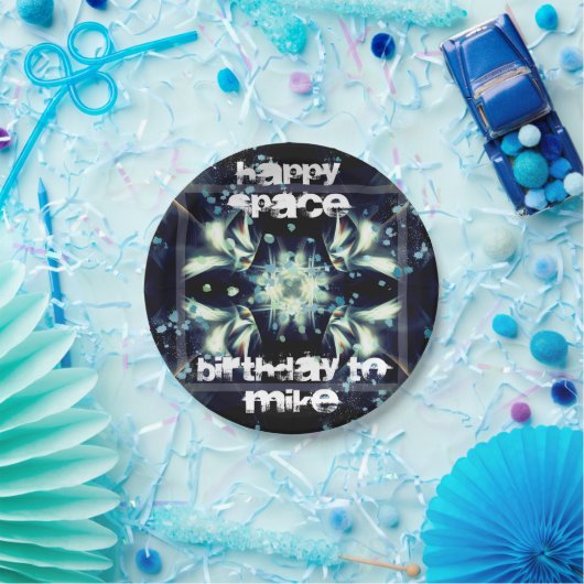 Deko Star Space & Ihr Text Pappteller (Party)