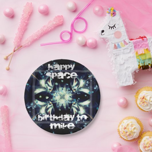 Deko Star Space & Ihr Text Pappteller (Party)
