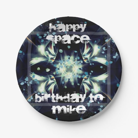 Deko Star Space & Ihr Text Pappteller (Vorderseite)