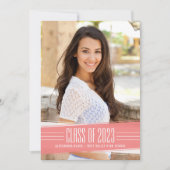 Deko Stripe Foto Graduation Party Einladung (Vorderseite)