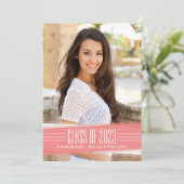 Deko Stripe Foto Graduation Party Einladung (Stehend Vorderseite)