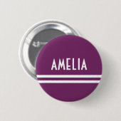 Deko Stripes Name Monogramm Weiß weich Lila Button (Vorne & Hinten)