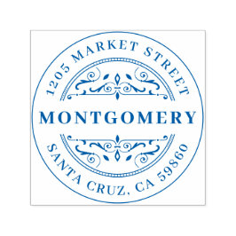 Deko Swirl Fett Familienname & Round Rücksendeadre Permastempel