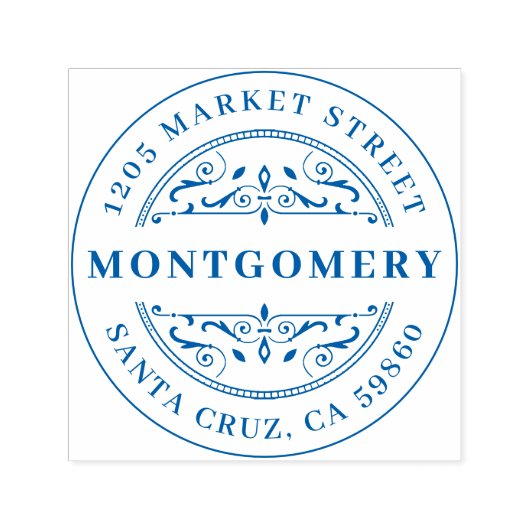 Deko Swirl Fett Familienname & Round Rücksendeadre Permastempel (Design)