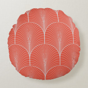 Deko-Tapete mit Vintager nahtloser Rot- und Grauta Rundes Kissen