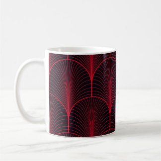 Deko-Tapete mit Vintager nahtloser Rot- und Schwar Kaffeetasse