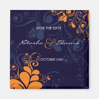 Deko Verlasse Blumenfische Wirbel Navy Blue Save t Magnet