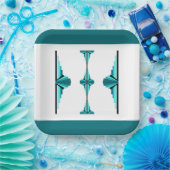 Deko von Elementen in aquamarinen grünen Papierpla Pappteller (Party)