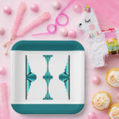 Deko von Elementen in aquamarinen grünen Papierpla Pappteller (Party)