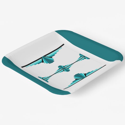 Deko von Elementen in aquamarinen grünen Papierpla Pappteller (Gewinkelt)