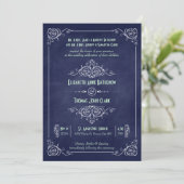 Deko Wedding Blue & Mint Chalkboard Einladung (Stehend Vorderseite)