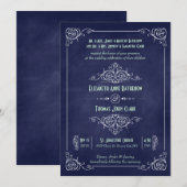 Deko Wedding Blue & Mint Chalkboard Einladung (Vorne/Hinten)