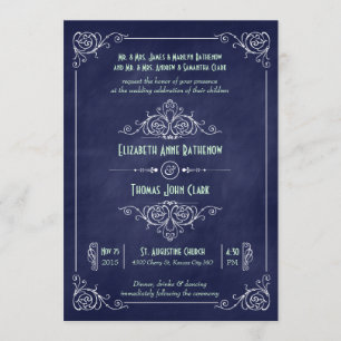 Deko Wedding Blue & Mint Chalkboard Einladung