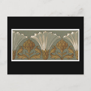 Deko White Fan Blume mit Gold und Grau Postkarte