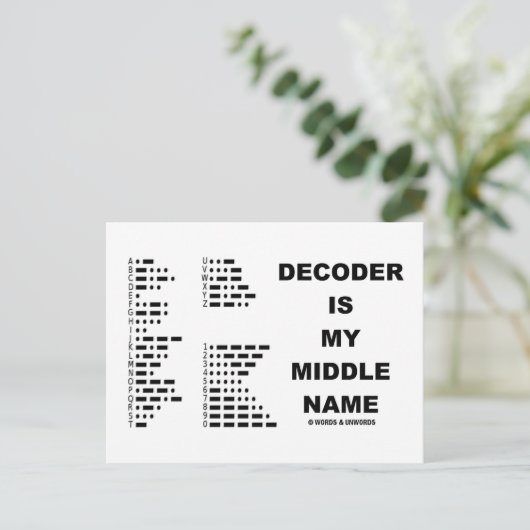 Dekoder ist mein Name in der Mitte (Morse-Code) Postkarte (Stehend Vorderseite)
