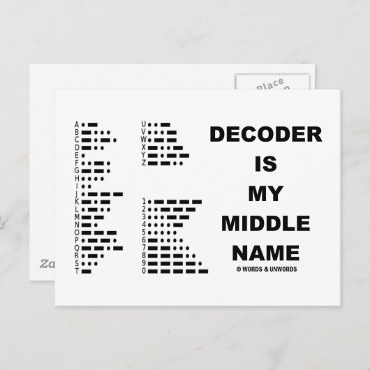 Dekoder ist mein Name in der Mitte (Morse-Code) Postkarte (Vorne/Hinten)