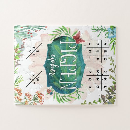 Dekodieren Sie Ihre Botschaft mit dem Pigpen-Chiph Puzzle (Horizontal)