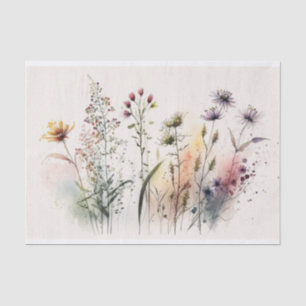 Dekodierung der französischen Aquarell-Wildblumen Seidenpapier