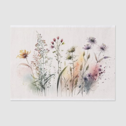 Dekodierung der französischen Aquarell-Wildblumen Seidenpapier (Vorderseite)