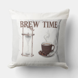 Dekokissen „Brew Time“ – Sanduhr und Tasse.