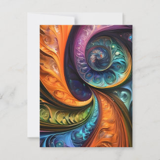 Dekokissen: fraktales modernes design, farbenfroh postkarte