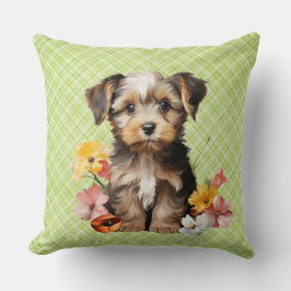 Dekokissen mit süßem Hund & Blumen 🌸🐶