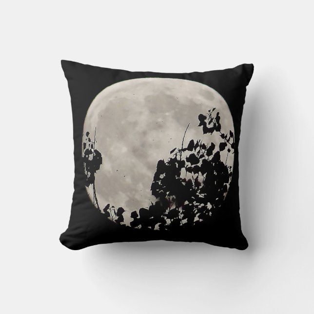 Dekokissen Vollmond mit Blättern (Vorderseite)