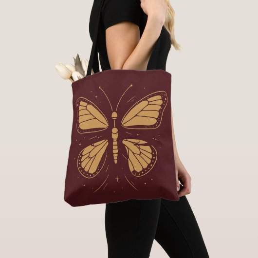 Dekonstructed Butterfly - Minimales Gold auf Burgu Tasche (Von Nahem)