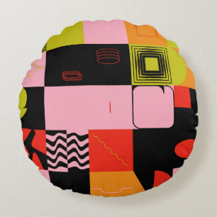 Dekonstruiertes postmodernes Kunstwerk aus abstrak Rundes Kissen