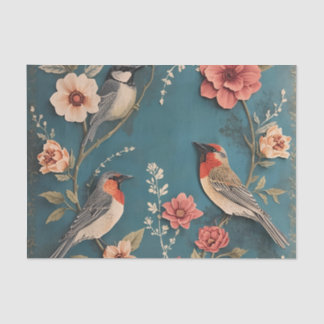 Dekopapier für Vintage Vögel und Blumengewebe Seidenpapier