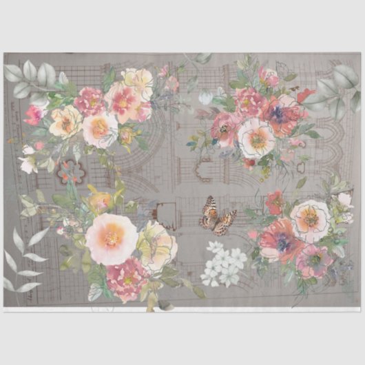 Dekopapier gotische Blumendesign Seidenpapier (Vorderseite)