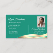 Dekor aus dunklem Aquamarinem Wavy Gold mit Foto-K Visitenkarte (Rückseite)