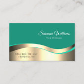 Dekor aus dunklem Aquamarinem Wavy Gold mit Foto-K Visitenkarte (Vorderseite)