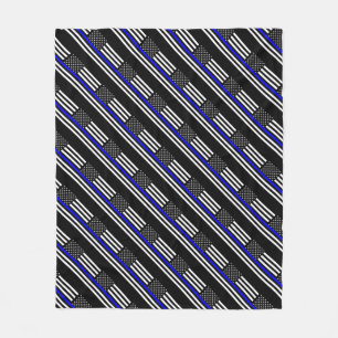 Dekor der American Thin Blue Line Fleecedecke