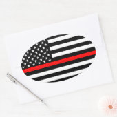 Dekor der American Thin Red Line auf einer Ovaler Aufkleber (Umschlag)