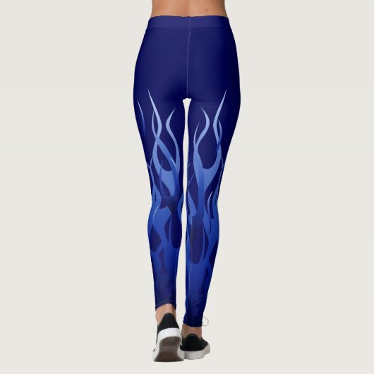 Dekor der blauen Racing-Flammen Leggings (Rückseite)