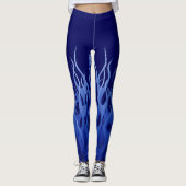 Dekor der blauen Racing-Flammen Leggings (Vorderseite)